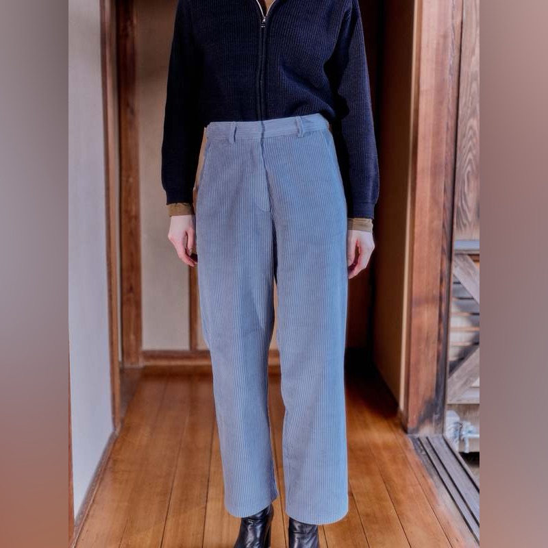 Mijeong Park Corduroy Straight Leg Pants In Light Blue